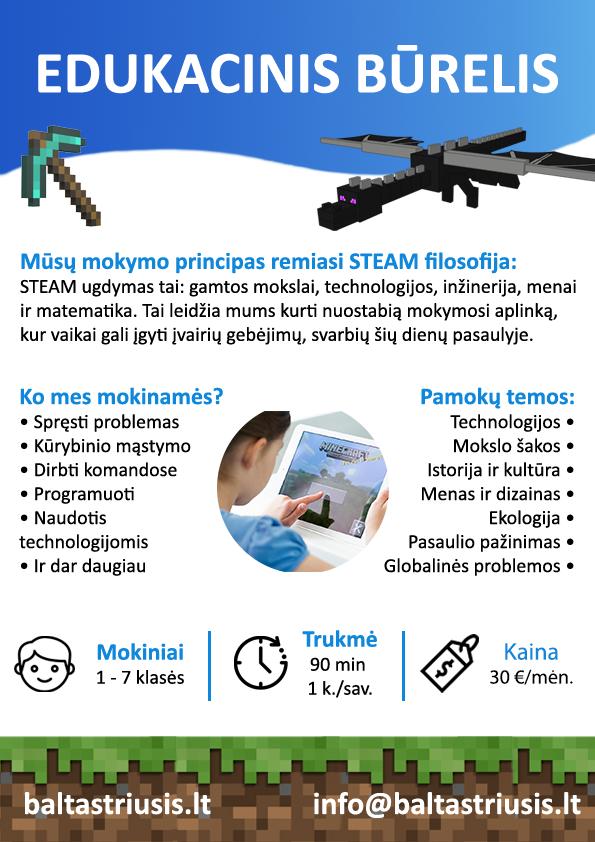 Edukacinis STEAM Minecraft būrelis