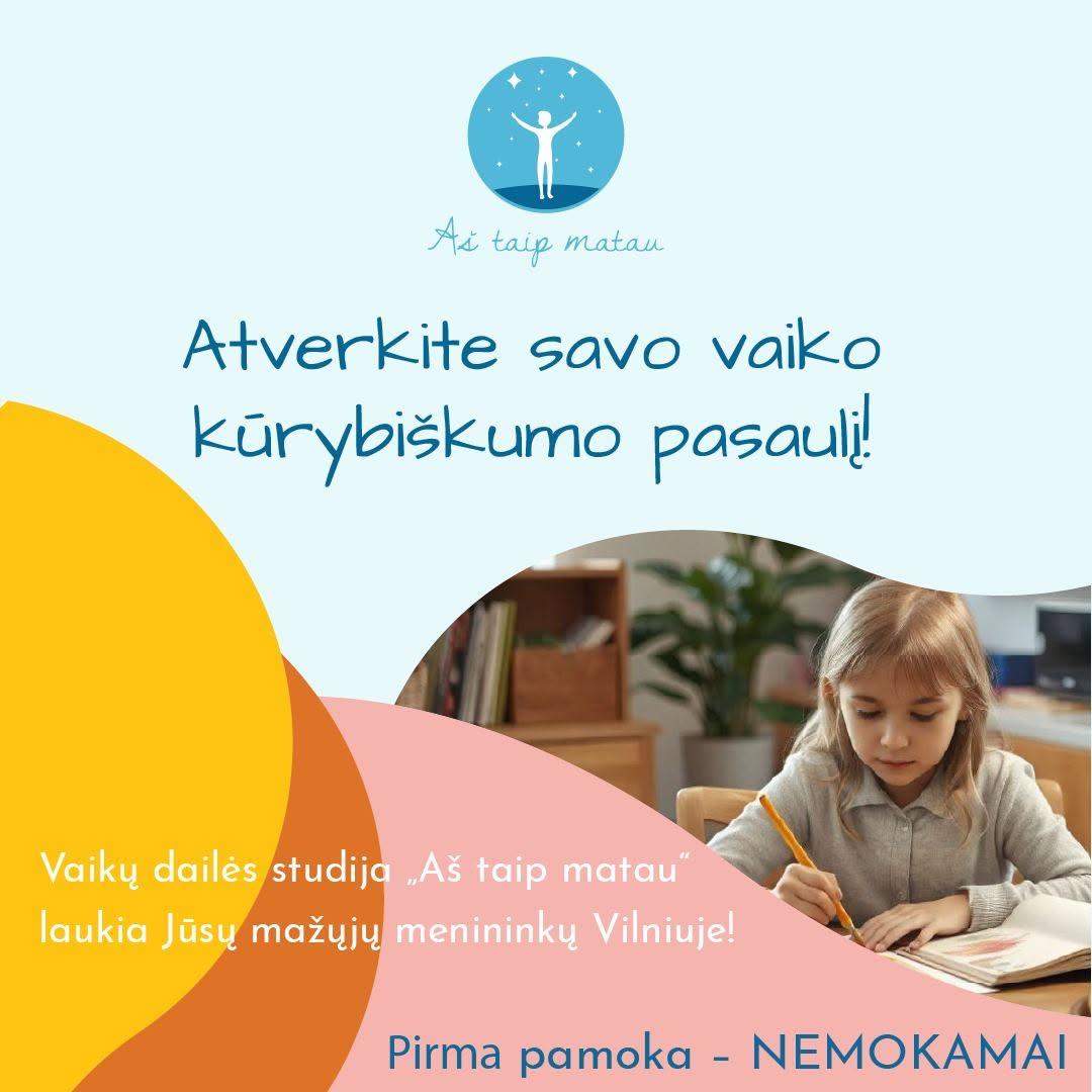 Dailės studija „Aš taip matau“ – kūrybinė erdvė vaikams 5 -16 m. | 2 kartus per savaitę