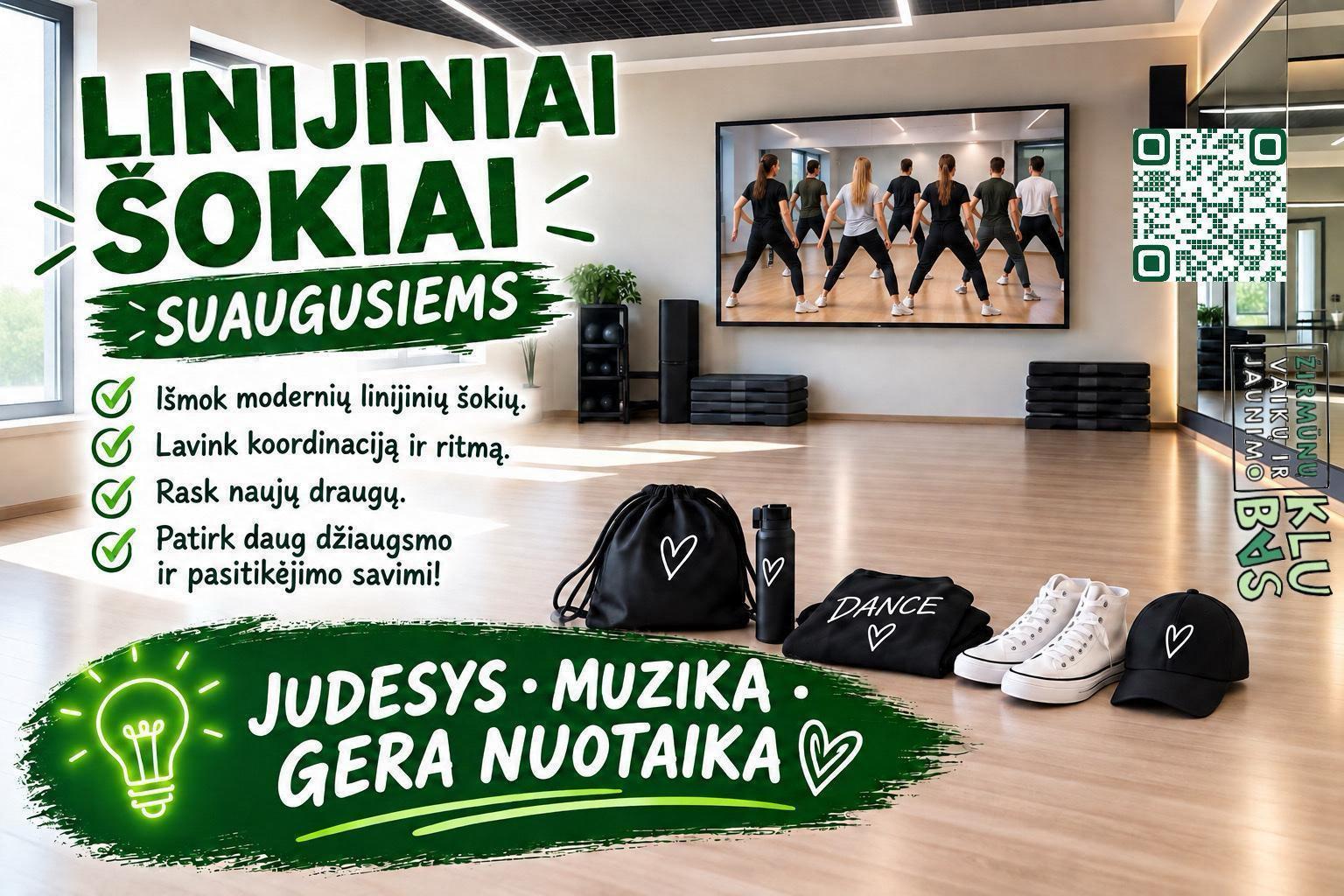 Linijiniai šokiai Suaugusiems I gr. Penk. 16:00-16:45