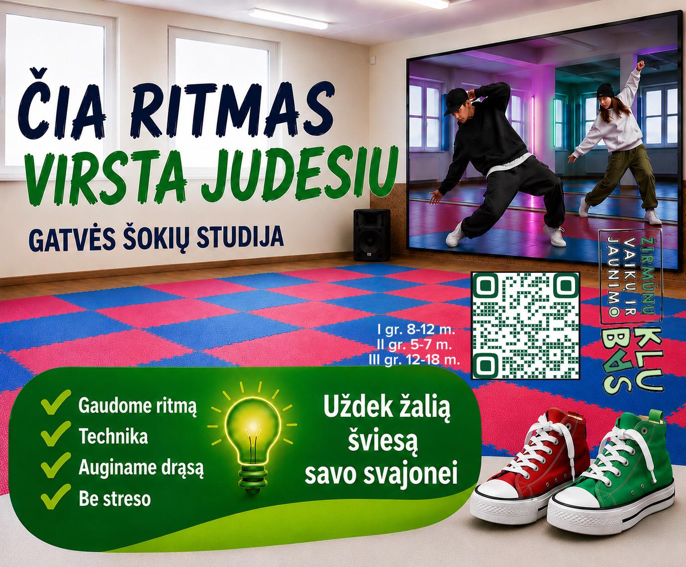 Gatvės šokiai II gr. (5-8m.) Pirm 17:50-18:35: Treč 17:50-18:35