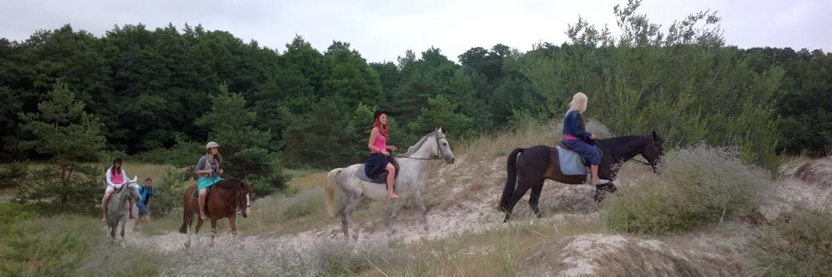 Jodinėjimas turistiniu maršrutu miško taku link jūros