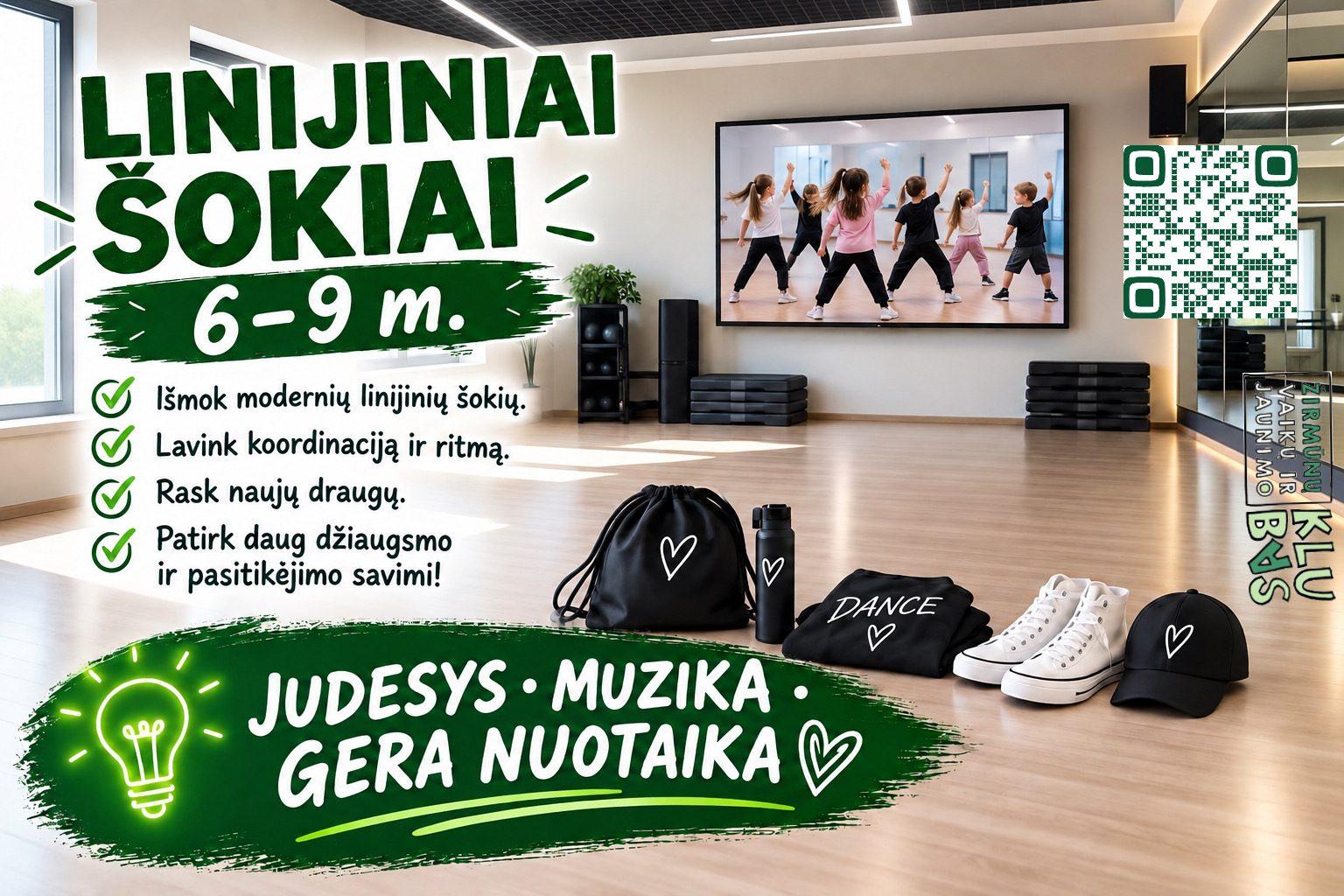 Linijiniai šokiai vaikams I gr. (6-9m.) Pn. 15:00-15:45