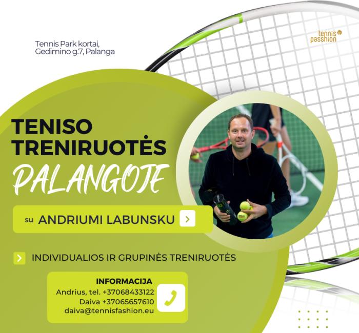 Teniso treniruotės Palangoje su treneriu Andriumi Labunsku